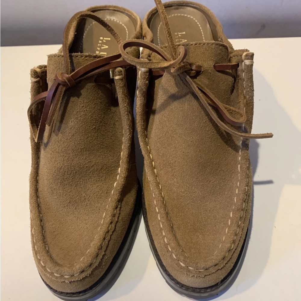 Ralph Lauren Tan Suede Loafers Boat Shoes Women’s Mules Clogs